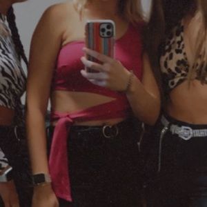 Pink Urban Outfitters One-Shouldered Top with Cut Outs